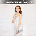Meanplan 4 Pcs Silver Clutch Purse Jewelry Set for Women, Elegant Style