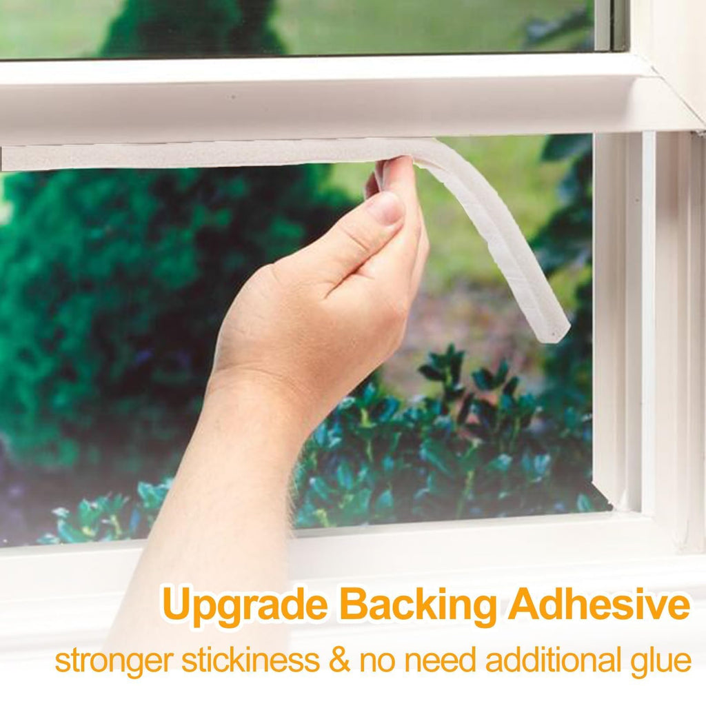 High Density Foam Tape Air Conditioner Window Seal, 1x1 Inch Thick Foam Stripe with Adhesive for Window AC Insulation, Weather Stripping for Doors and Windows Insulation, AC Foam Tape, White