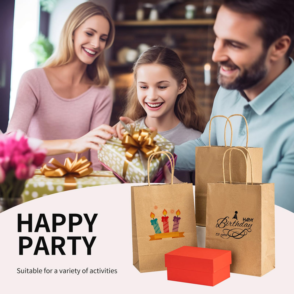 RACETOP Small Brown Kraft Paper Bags 100 Pack 5.8x3.2x8.25 in with Handles