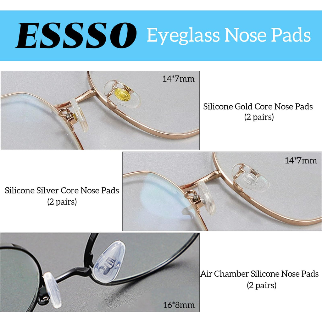 ESSSO Eye Glass Repairing Kit,Upgraded Eyeglass Repair Kit with Screws(Gold and Silver)，5-in-1 Eyeglass Screwdriver,Eyeglass Nose Pads,Eyeglass Ear Grips,Tweezer for Sunglasses,Eyeglass,Watch Repair