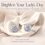 Crystalline Azuria 925 Sterling Silver Earrings White Crystals Round Disco Ball Stud Earrings 8 mm for Women