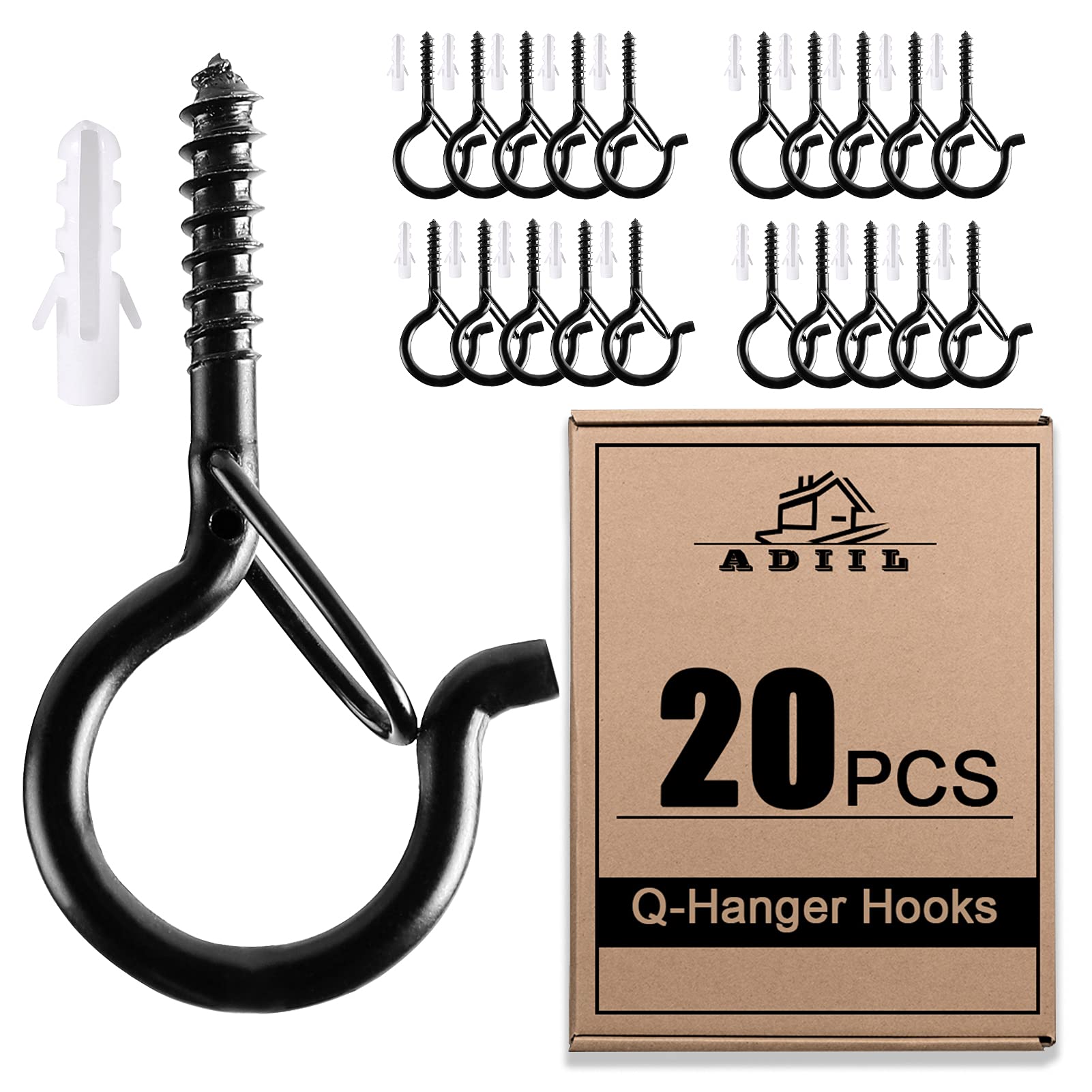 ADIIL Q Hanger Ceiling Screw Hooks for Hanging Outdoor String Light, Plants