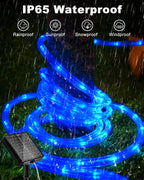 btfarm Solar Rope Lights Outdoor, 120LED 46FT Solar String Lights Outside Waterproof, 8 Lighting Modes Tree Tube Fairy Light Solar Powered for Garden Christmas Yard Party Decorations, Blue