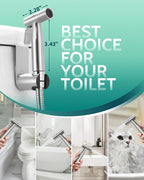 Handheld Toilet Bidet Sprayer for Toilet-Adjustable Water Pressure Control with Bidet Hose for Feminine Wash, Stainless Steel Brushed Nickel Cloth Diaper for Baby Wash (Stainless Steel, 2 Pack)