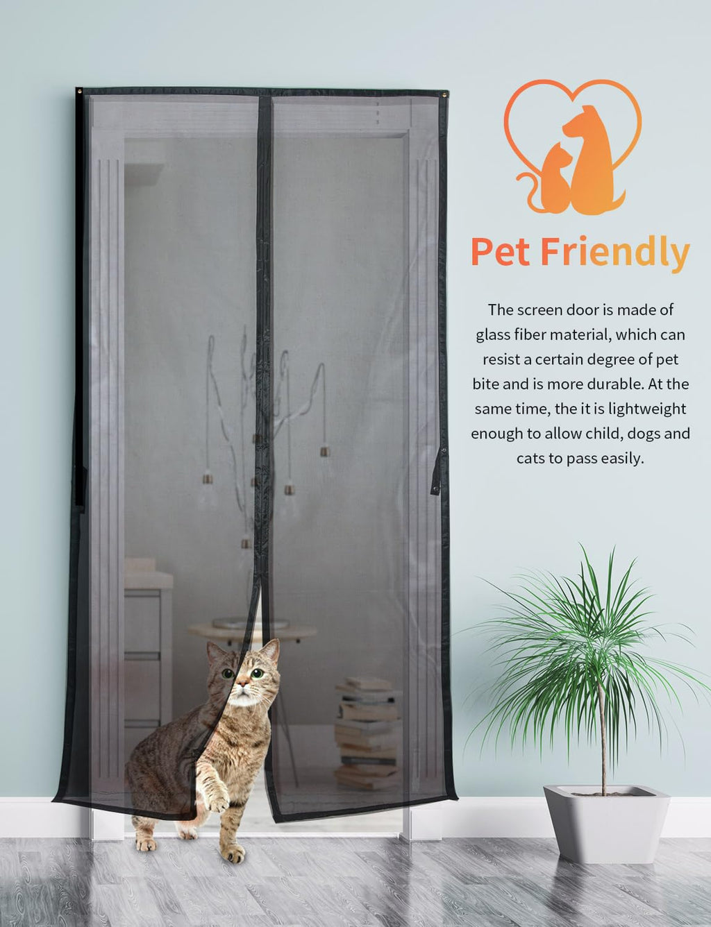 FEGO Magnetic Screen Door Fit Door Size:32"x82", Screen Itself Size 34"x83", Enjoy Breeze, Hands Free Entry, Reinforced Fiberglass Mesh Anti-Tearing, Pet & Kid Friendly, Strong Magnets for Patio/Front