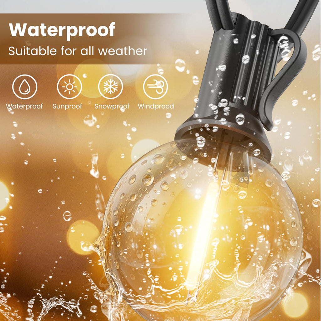 RTTY 150 FT Outdoor String Lights Patio Light for Outside, Waterproof G40 Shatterproof LED Bulbs, Dimmable Hanging Connectable Globe Lighting for Bistro, Backyard, Porch, Balcony, Cafe, Warm White