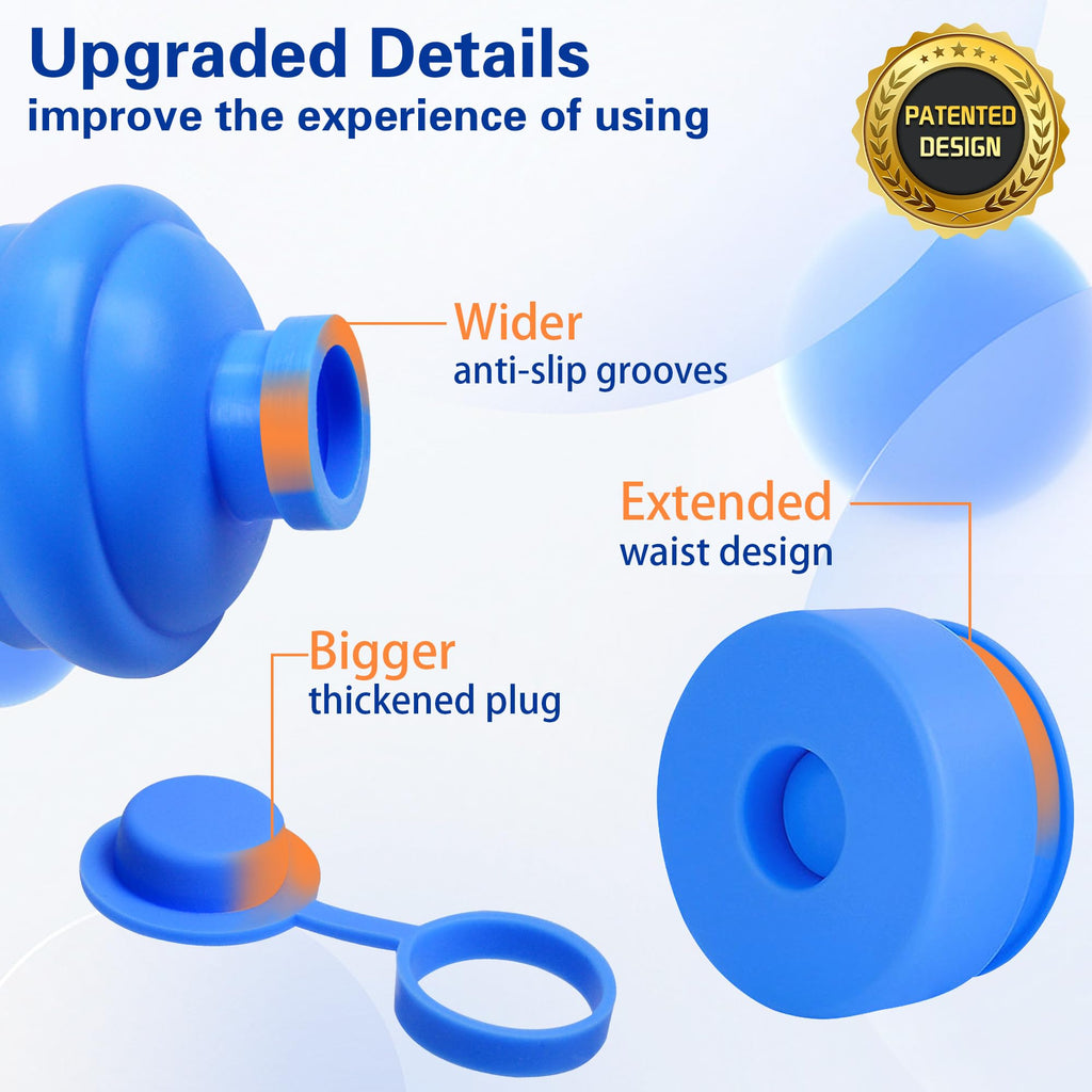 Gofriipai 3 and 5 Gallon Water Jug Cap, Silicone Reusable Replacement Cap, Non Spill Bottle Caps for 55mm Bottle Water Dispenser Caps - Pack of 10