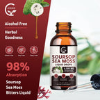 (2 Pack) Soursop Graviola Liquid Drop, Soursop Bitters Multivitamin Liquid with Sea Moss & Turmeric, 98% Absorption for Cell Support & Regeneration, Immune Boost and Liver, 1 Fl Oz