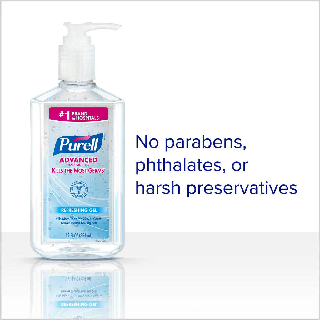 PURELL Advanced Hand Sanitizer Refreshing Gel, Clean Scent, 12 fl oz Pump Bottle (Pack of 12) - 3659-12