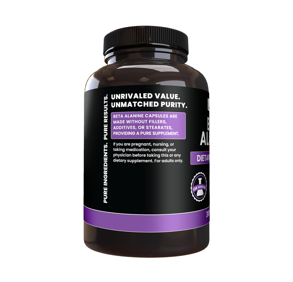 Pure Original Ingredients Beta Alanine, (365 Capsules) Always Pure, No Additives Or Fillers, Lab Verified