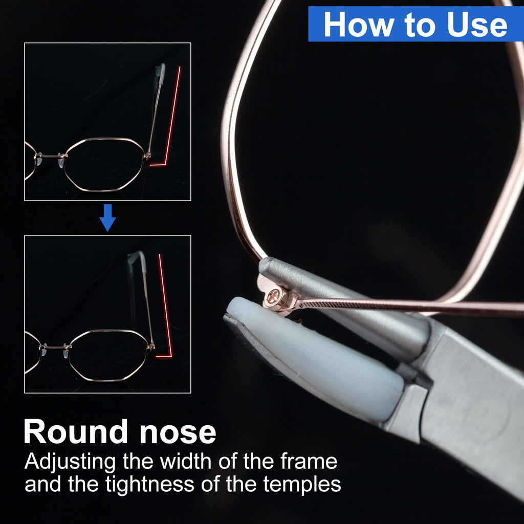 LEONTOOL Round Nylon Jaw Eyeglasses Frame Pliers Kit with Eyeglass Repair Screwdriver Optical Pliers Set