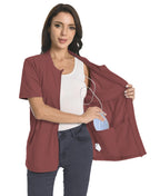 Mastectomy Shirt with Drain Pockets Breast Mastectomy Recovery Supplies Nephrostomy Drain Bag Tummy Tuck Must Haves Clothing Comfy Post OP Camisoles After Mastectomy Short Sleeve Shirts Wine Red