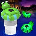 Uekars Solar Frog Pool Chlorine Floater for 3 Inch Tablets, Chlorine Tablet Floater w/Adjustable Release, Glow in Dark, Large Capacity Floating Chlorine Dispenser for Pool, Hot Tub,Spa,Blue-Green,9In