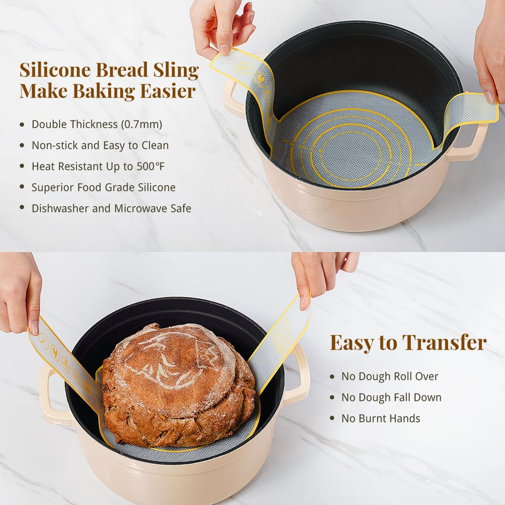 BAVIFY 9 Inch Round Banneton Bread Proofing Basket Sourdough Starter Kit, Sourdough Bread Baking Supplies with Bread Lame, Sling, Spatula, Scraper, Dough Whisk