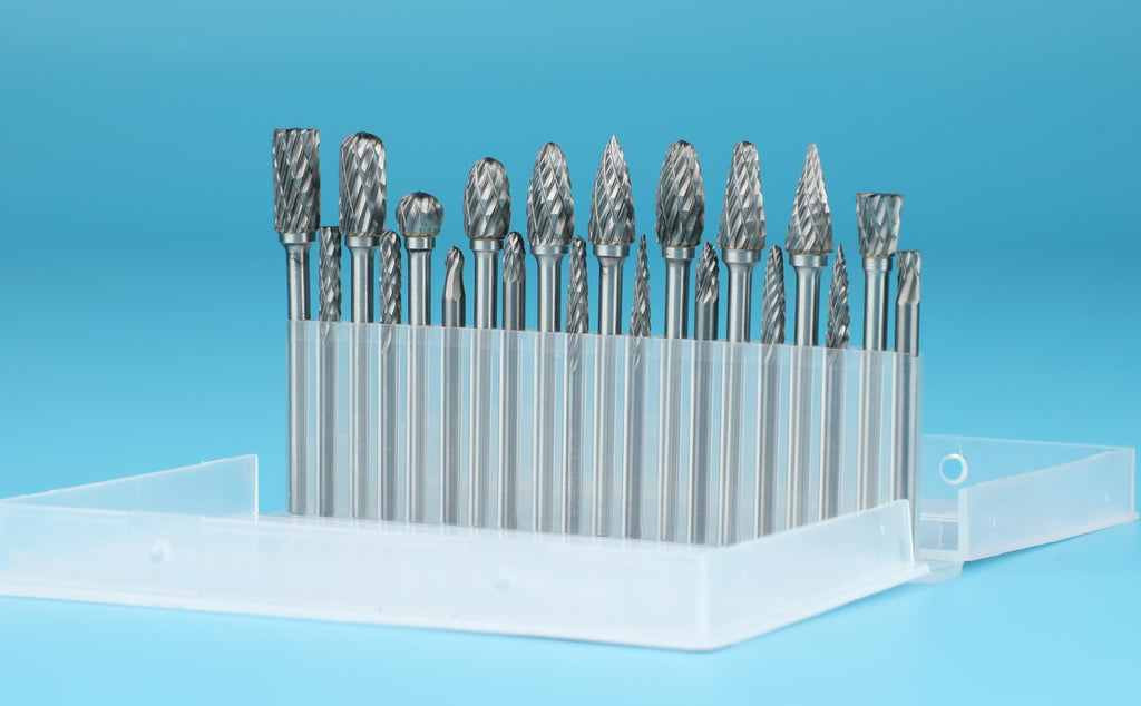 20 Pcs Carbide Burr Bits 1/8" Shank Compatible with Dremel Milwaukee Metal Grinding Wood Stone Steel Carving Cutting Engraving Grinder Kit Attachment Rotary Tool Accessories Set Harder Than Diamond