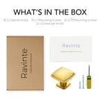 Ravinte 30 Pack Square Single Hole Gold Kitchen Cabinet Knobs Dresser Drawer Cabinet Pulls Drawer Knobs Cupboard Hardware Contemporary Antique Rustic Pulls with Screwdriver