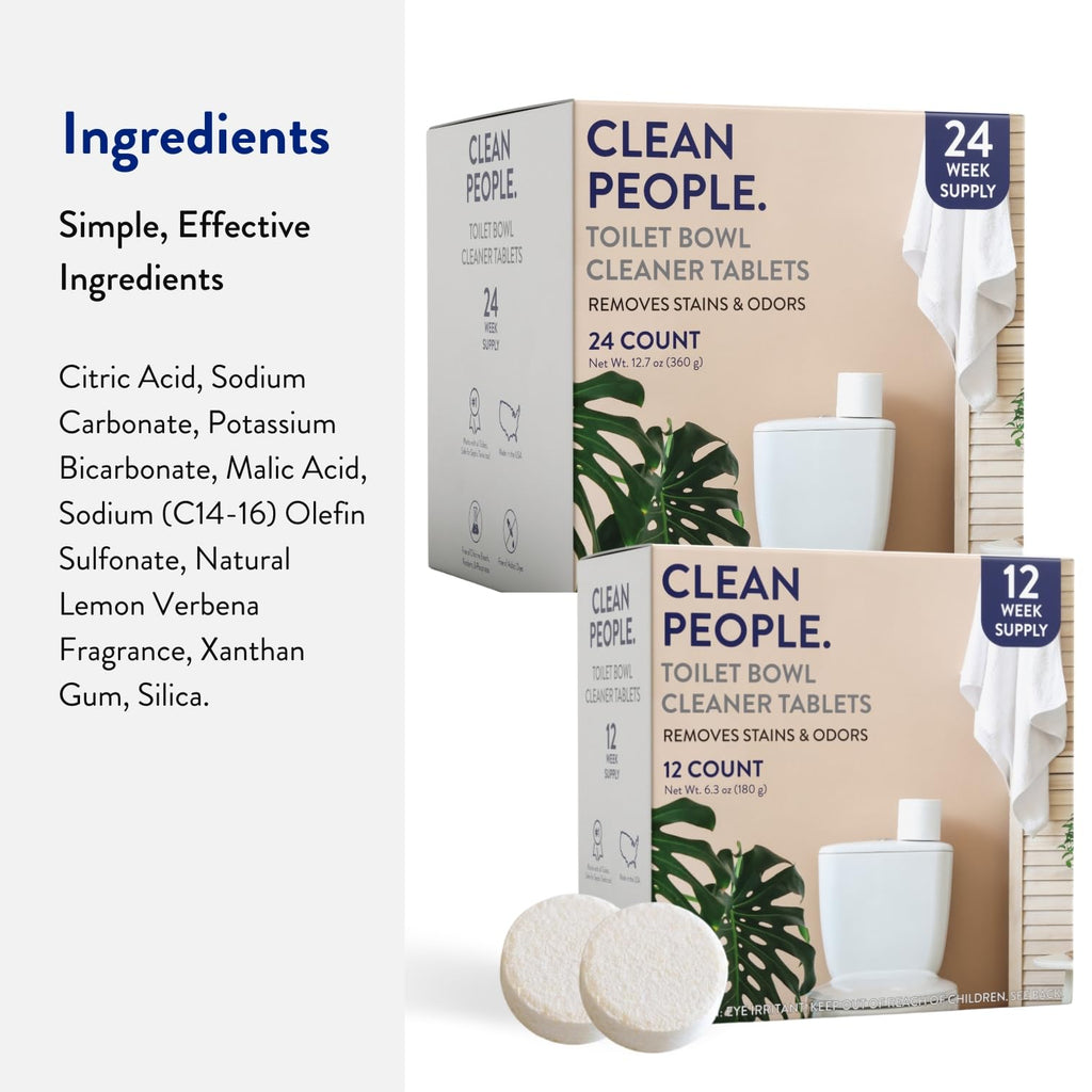 THE CLEAN PEOPLE Toilet Bowl Cleaner | Eco Friendly Toilet Bowl Cleaner Tablets for Removing Hard Water Stains, Rust, and Limescale Buildup (24 Count)