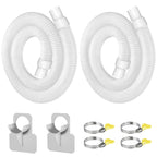 Conderyang 2Pack 1.25×59in EVA Pool Professional Hoses with 2026 Upgrade Flexible Tube Head and 2 Brackets for Above Ground Swimming Pools Pump Replacement Vacuum Heavy Duty Hose Pool Supply (White)