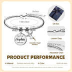 HAPPARY Silver Bracelets for Women Men,Custom Memory Bracelets for Loss Loved One with Name Dates,Personalized Adjustable Bracelet,Sympathy Bracelet for Loss of Husband,Memorial Angel Charms Keepsake
