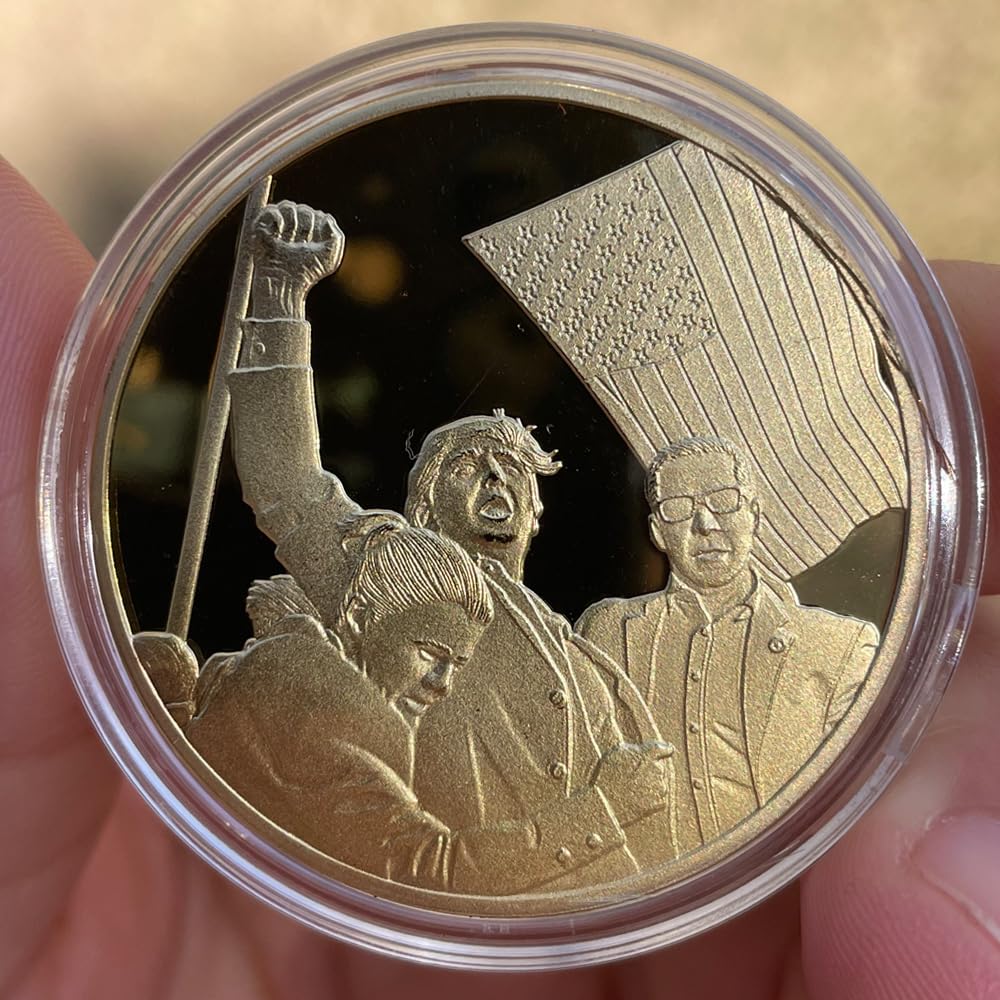 Donald Trump Assassinated Coins Shooting Medal Trump Fighting for America Challenge Coin 2025-2029 (5 Pieces Gold-Gold)