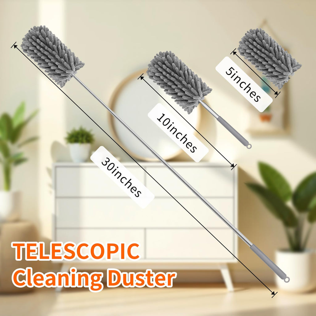 TIMIVO Mini Duster for Cleaning, 360° Bendable Hand Dusters with Extension Pole, Washable Small Duster for Car Interior, Office, Furniture