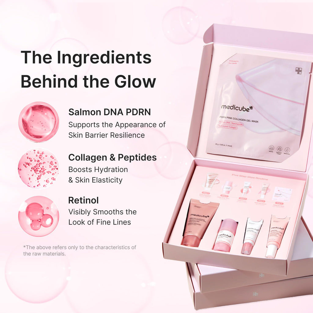 medicube Starter Kit PDRN Glow Essentials, Mini 5-Step Skincare Travel Set