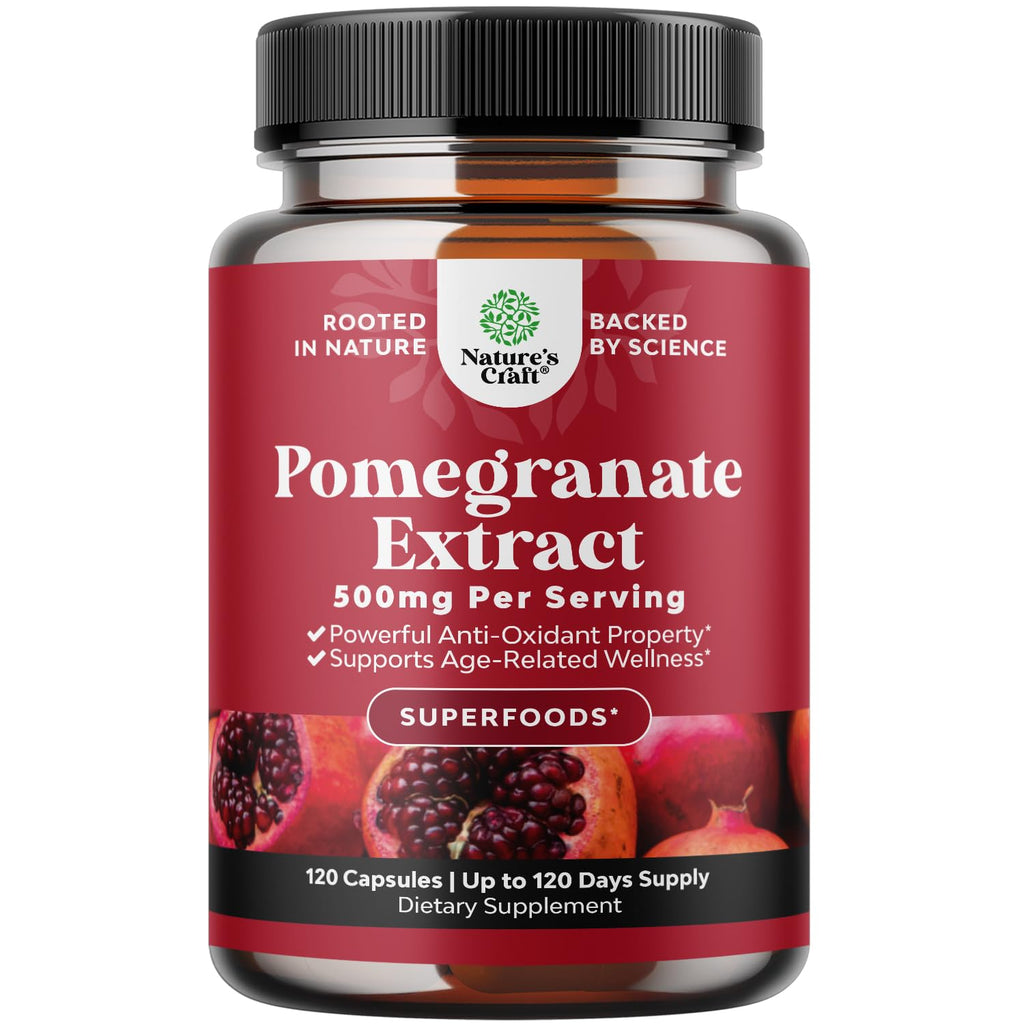 Advanced Antioxidant Superfood Pomegranate Supplement - Natural Pomegranate Extract Polyphenols Supplement for Heart Health and Joint Support - Reds Superfood Powder Capsules for Men and Women - 120ct