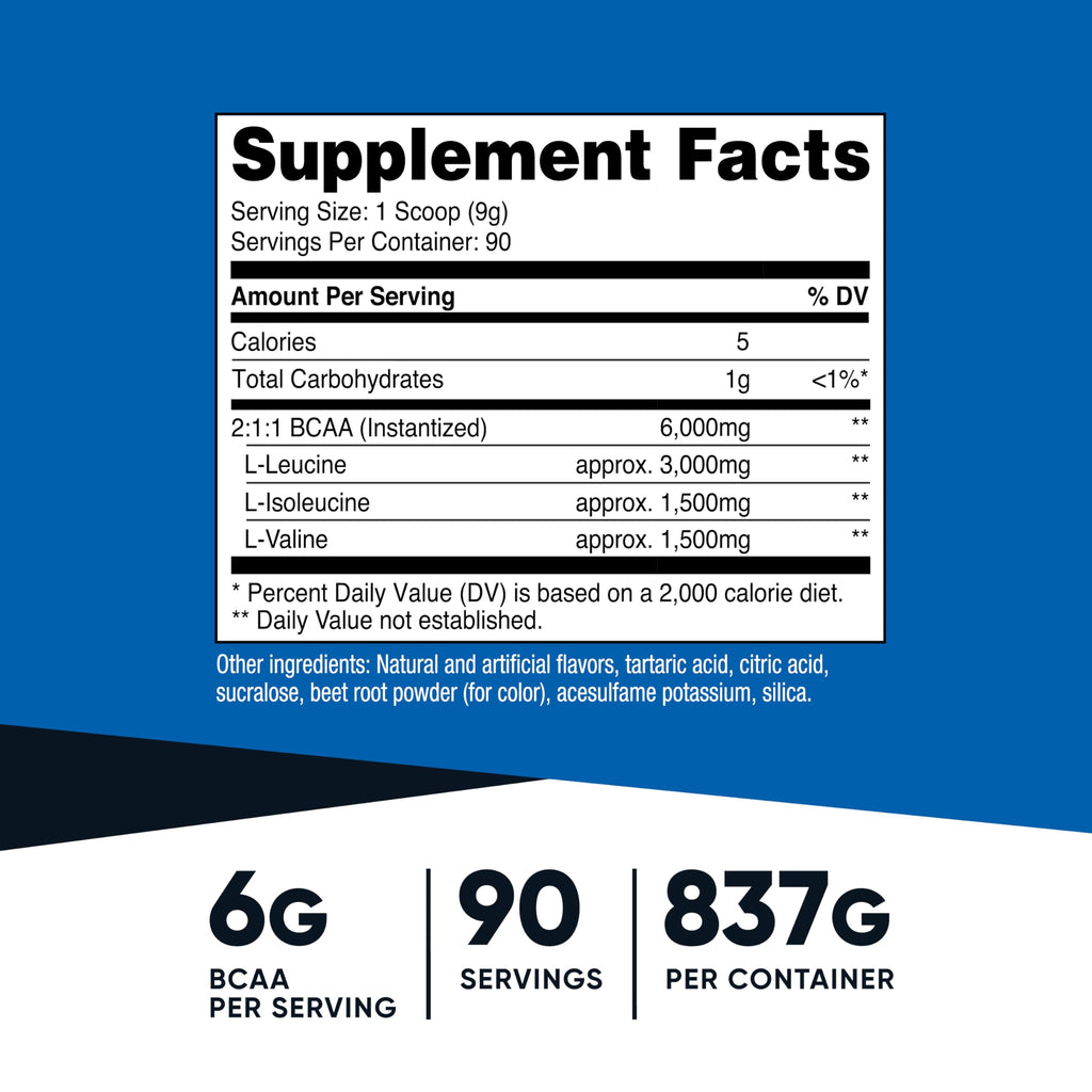 Nutricost BCAA Powder (Watermelon, 90 Serv) - Optimal 2:1:1 Ratio