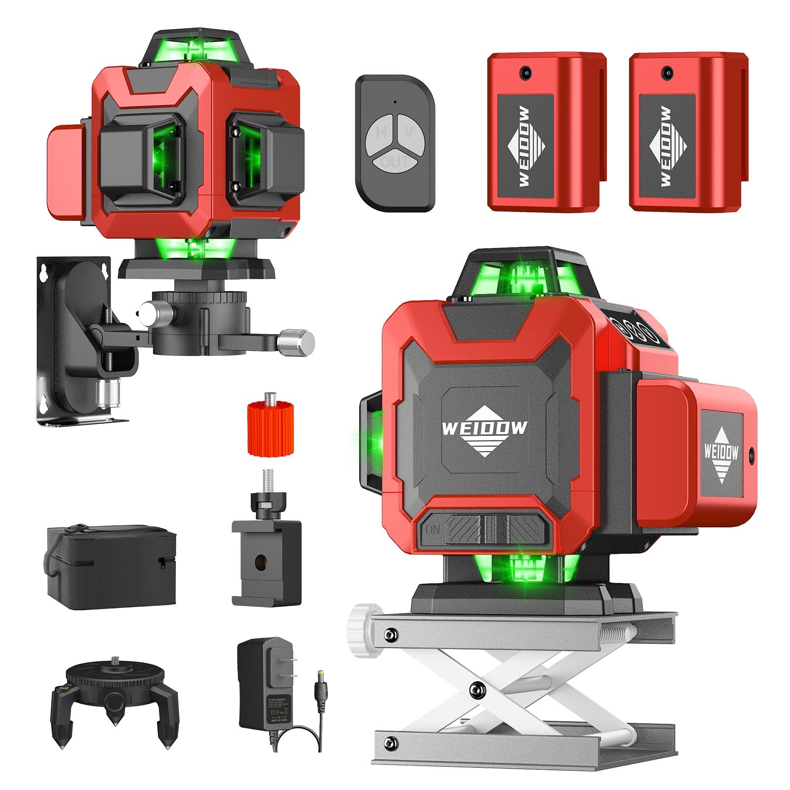 Laser Level,WEIDDW 4D 16 Lines Laser Level 4x360 Self Leveling Tool for Construction and Picture Handing Green Cross Line Vertical and Horizontal Line leveler Tool