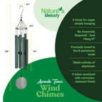 Nature’s Melody Aureole Tunes Wind Chimes – Outdoor Windchime with 6 Tubes Tuned to B Pentatonic Scale, 100% Rustproof Aluminum, Powder Finish & S Hook Hanger for Sympathy, Memorial Gift or Zen Garden