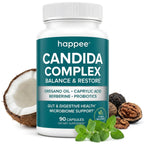 Happee Candida Cleanse Detox Supplement, Gut & Digestive Health, 90 Caps