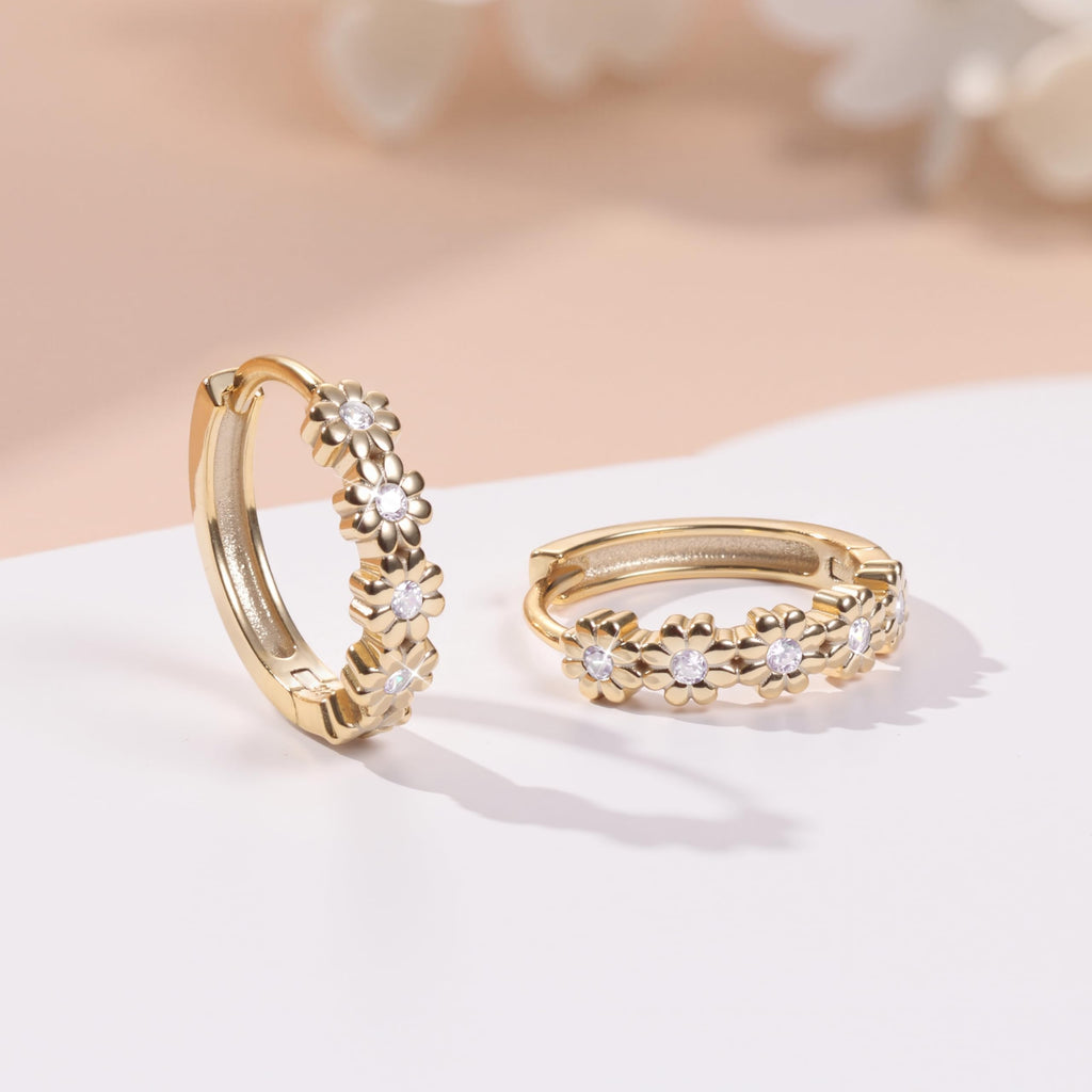 MILACOLATO Solid 925 Sterling Silver Daisy Hoop Earrings for Toddler Women