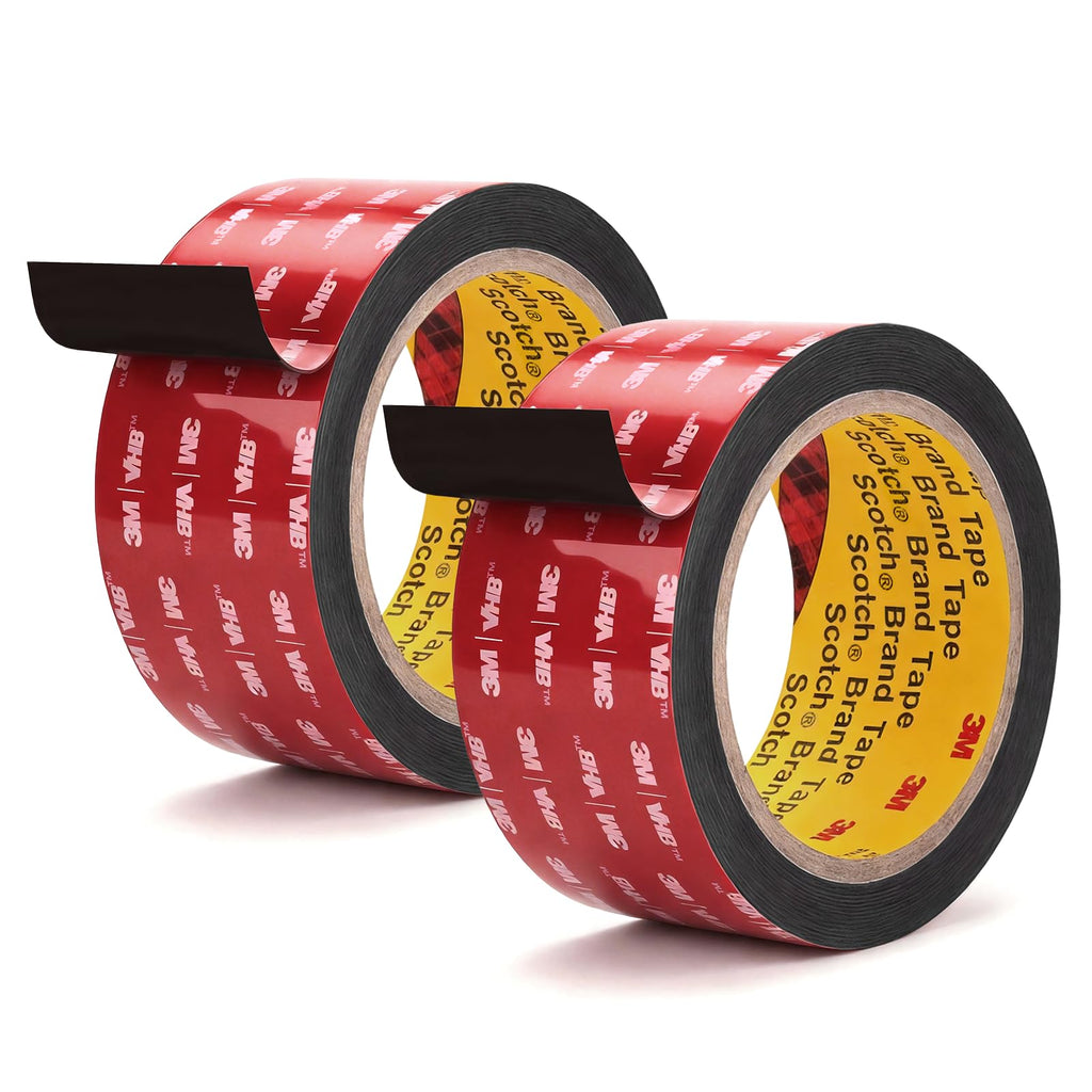 Rvhouse 3M Double Sided Tape 2"×16.4ft 5925 Black Mounting Tape Heavy Duty Waterproof Foam Tape Strong Adhesive for RV LED Strip Light Décor(2 Pack)