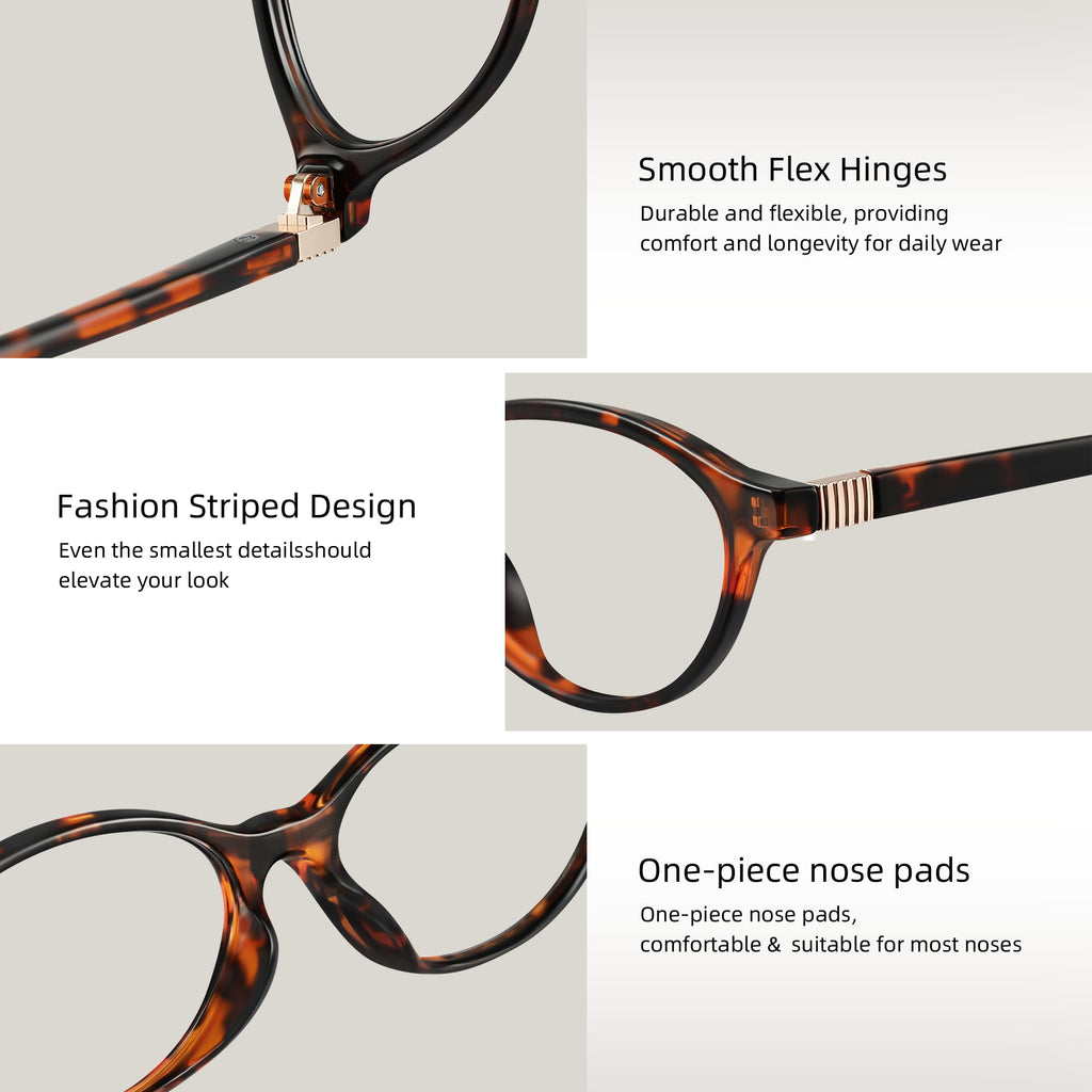resjok Blue Light Glasses for Woman - Fashion Small Oval Frame Blue Light Blocking Glasses, Anti Eyestrain Eyeglasses (DarkTortoise)