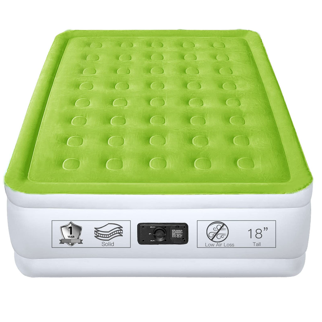 YENING Full Size Air Mattress with Built in Pump Raised Double Blow up Bed Inflatable Camping Airbed Electric 18 Inch Tall