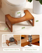 AmazerBath 7 Inches Bamboo Toilet Stool Squat for Adults, Foldable Squatting Potty Stool for Bathroom, Toilet Foot Pooping Steps Stools with Non-Slip Strip, Improve Bathroom Posture and Comfort, Brown