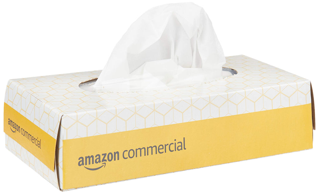 AmazonCommercial 2-Ply White Facial Tissue, Flat Box, FSC Certified, Unscented, 3000 Count (30 Packs of 100), 8 x 8 Sheet