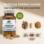 Pure Mountain Botanicals Dandelion Root Capsules - 450mg Organic Supplement - 90 Kosher Vegan Non-GMO Dandelion Pills