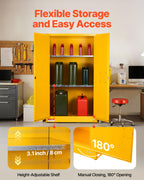 VEVOR Flammable Cabinet 34" x 38" x 65", 65 Gallon Flammable Storage Cabinet with Adjustable Shelf, Cold-Rolled and Galvanized Steel Fire Cabinets, for Commercial Industrial Home Use, Yellow