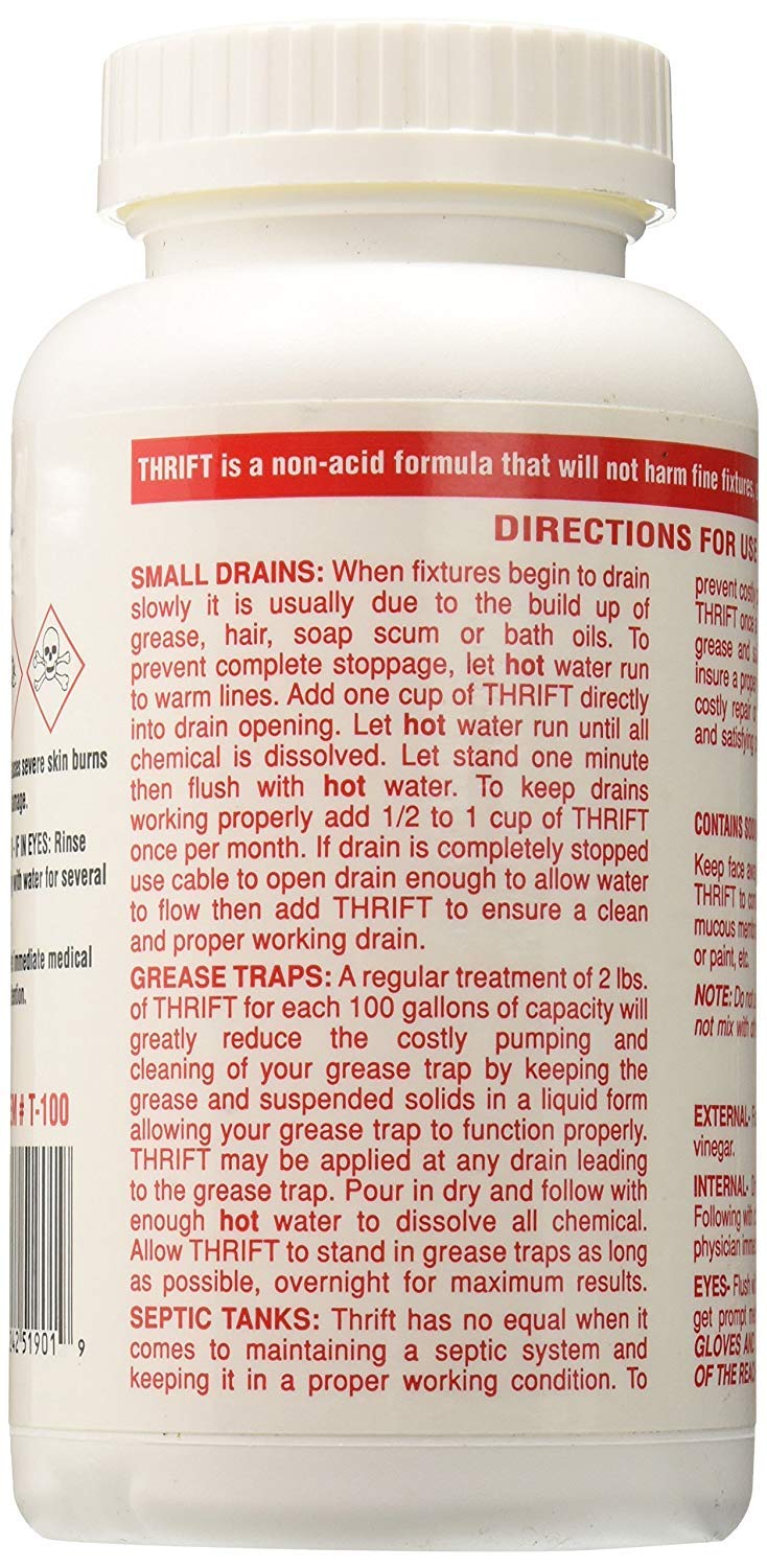Thrift T-100 Alkaline Based 1-Pound Granular Drain Cleaner (2-(Pack))