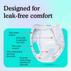 Because Overnight Absorbency Pull Ups - Adult Disposable Incontinence Underwear, Extra Absorbent Nighttime Briefs for Men and Women, White, Large, 80 Count (4 Packs of 20)