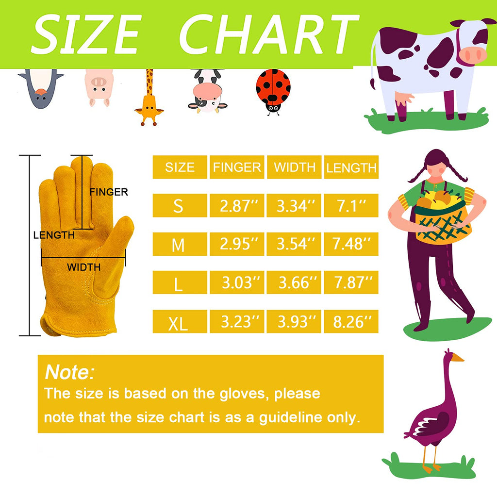 FEISHDEK Kids Large Yellow 2 Pairs Protective Gloves