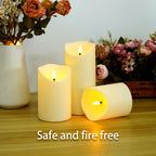 Fo32won Flameless Flickering Candles with Remote Timer, Set of 6 Ivory Led Battery Operated Candles for Home Decor Xmas Halloween (D3 x H3 3" 4" 5" 6" 7")