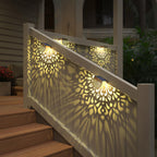 EKQ Solar Fence Lights 6 Pack Solar Step Lights Outdoor Waterproof LED Solar Powered Wall Lights Outdoor Decorations Warm Yellow Light Decorative Lighting for, Front Door, Backyard (Gold)