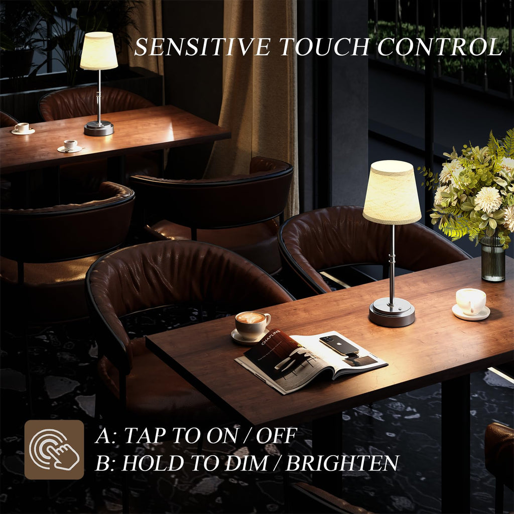 Litluzecozy Cordless Table Lamp Rechargeable Black - 2 Pack 7500mAH Battery Operated Lamp for Decor, 3000K Stepless Dimming Touch Control Wireless Lamp for Bedroom, Dining Table, Counter, Living Room