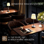 Litluzecozy Cordless Table Lamp Rechargeable Black - 2 Pack 7500mAH Battery Operated Lamp for Decor, 3000K Stepless Dimming Touch Control Wireless Lamp for Bedroom, Dining Table, Counter, Living Room