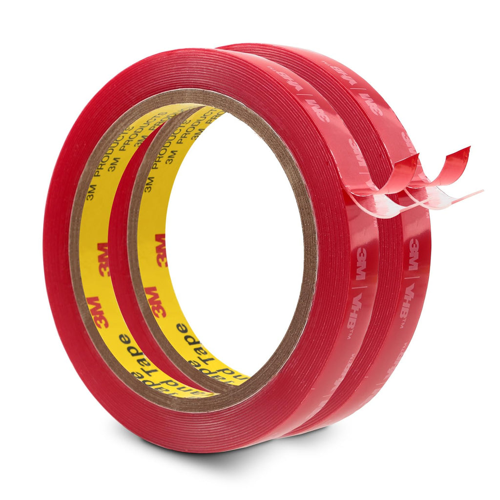 3M Double Sided Tape 0.5''x15.4Ft Clear 2 Pack Heavy Duty Tape Mounting Tape 4910 Adhesive Waterproof Foam Tape for Automotive Car Trim Nameplate Indoor Outdoor, 0.04in Thick