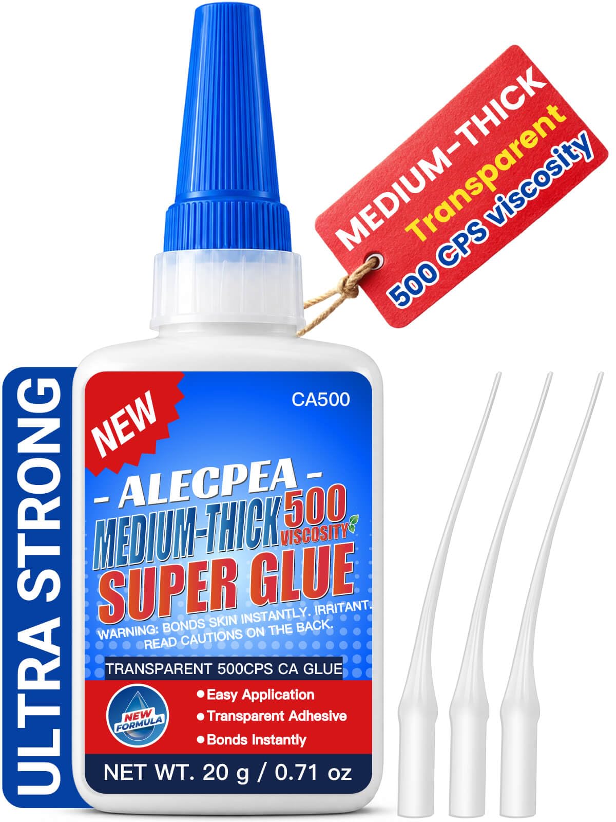 ALECPEA Medium-Thick CA Glue (500 CPS) 20g - Instant Bond Adhesive