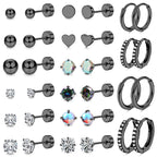 LOFITOR Hypoallergenic Surgical Steel Flat Back Earrings Set for Women Men