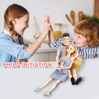 Familydolls Dolls Set of 6 People with Pregnant Mom Dad 3 Kids and Baby Boy in Mommy's Tummy, Doll Playsets and Accessories for 3-12 Years Old Toddlers Gift